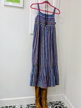 Cat & Jack Super Cute Blue Multi-Stripe Maxi Skirt Dress